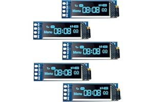 LAFVIN 5 PCs 0,91 Zoll I2C OLED Display Module IIC OLED -Bildschirm Treiber DC 3,3 V ~ 5V kompatibel mit Arduino Raspberry Pi (blau)