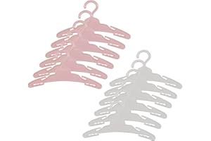 TOGTHERKINGS Appendiabiti Per Bambole Accessori Mini Appendino In Plastica Bambole Appendini Grucce Alla Moda Bambola Vestito Piccoli Appendini Utilizzato Per Appendere Vestiti Per Bambole, Bianco E Rosa,12 Pezzi
