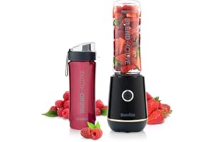 Breville Blend Active Personal Blender & Smoothie Maker | 350W | 1 Portable Blend Active Bottle (600ml) | Leak Proof Lid | Black & Gold [VBL251]