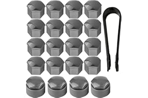 Guuzi 20 pezzi 17mm Dado Auto Ruota Mozzo Auto Vite Protezione Antifurto Tappo di Copertura (Grigio) (16 pezzi Copribulloni Ruota + 4 pezzi Copribulloni Rotondi Antifurto)
