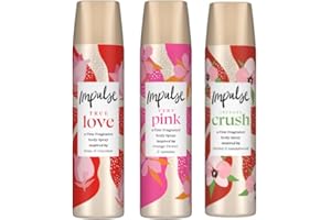 SAESR Impulse 3-Pack Body Spray 75ml (True Love, Very Pink and Instant Crush Body Spray Set). Dermatologically Tested Women's Body Sprays. Perfect Body Sprays for Active Women on the Go.