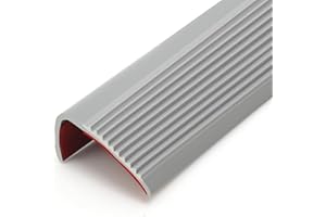 TAAIZAU 10 Meter Stair Anti Slip Nosing, Self-Adhesive Vinyl Edging Strip, Flexible PVC Rubber Treads Edge Trim (10m x 25mm, Grey)