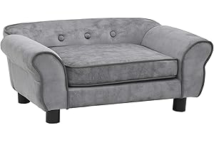 Tidyard Divano per Cani Grigio 72x45x30 cm in Peluche,Stabile e Durevole