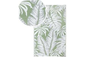 zeeyrak Outdoor Garden Rug, Portable Comfortable Woven Waterproof Rug, Durable Rug for Outdoors, Patio, Backyard, Deck, Picnic, Camping (120 x 180 cm) (Green & White)