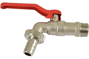 Agora-Tec Grifo de 1/2 pulgadas AG con boquilla de manguera de 1/2 pulgadas niquelada (válvula de salida para manguera de jardín).