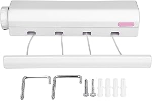 TOMOTATO Versenkbare Wäscheleine, Wand Wäscheleinen mit Ausziehbare Stil Wandwäschetrockner für Badezimmer Balkon Garten(4 Seile)