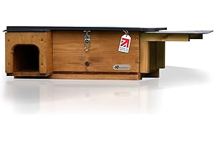 Riverside Woodcraft Hedgehog House Golden Brown c/w feeder attachment With Anti Bacteria Coating