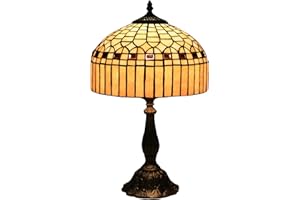 FUMAT Lampa stołowa Tiffany, 12 cali Vintage Lampa Biurkowa, Witrażowy Abażur, do Salonu, Sypialni, Gabinetu, Hotelu