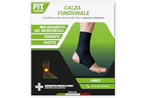 FIT THERAPY - Cavigliera - Dispositivo Medico per Dolori Muscolari e Articolari Piede, Caviglia - Tendinite e Fascite- Senza farmaci, traspirante, lavabile fino a 300 volte