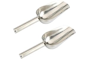 ANAJOY 2pcs Ice Scoop, Stainless Steel Food Scoop, Non-Magnetic Ice Shovel Easy to Clean, for Kitchen, Bar, Party, Wedding, Buffet(8inch)