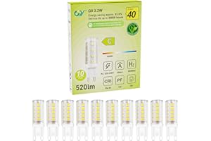 GY G9 LED Bulbs,3.2W Warm White 3000K Energy Saving Light Bulbs,Equivalent to 40W,520 Lumen No Flicker, Not Dimmable for Home Lighting Decor,10 Pack