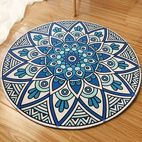 carpet Round Living Room Bedroom Carpet Vintage Garden Blue Bedside Fitness Yoga Basket Non-slip Mats ( Size : ROUND-180cm )
