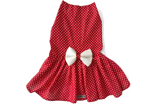 That Dog In Tuxedo Dog Dress Retro Polka Dress Clothes for Dogs/Cats (14),Red,1 Count,Cotton
