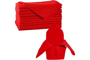 Trimming Shop Red Cloth Napkin - Christmas Dinner Napkins 100% Spun Polyester, 50 x 50cm, Stain-Resistant, Durable, Machine Washable, Reusable Serviette Table Linen for Holiday Décor & Parties (4pcs)