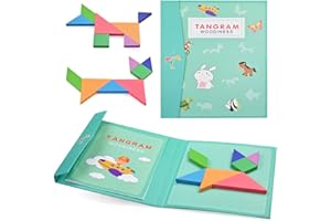 YoYo Tangram Magnétique,Puzzle Jeu Educatif Montessori,Blocs en Bois,Assemblage de Formes Géométriques,Enfant dès 3 Ans, Développement de la Créativité, Apprentissage des Formes et Couleurs