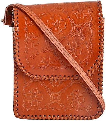 Indi 8" Tall (L=6"inch x H=8" inch) Handmade Satchel Cross Body Shoulder Bag, Everyday Satchel, Weekend Festival Crossbody Bag crafted By Indicraft Inc (Brown)