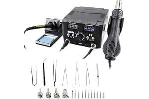 ANESTY Stazione Saldante Dissaldante Digitale Stazione di Saldatura, 2in1 750W Professionale Stazione include sia un Pistola Aria Calda sia Saldatore