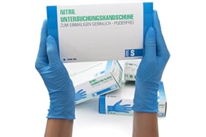 SF MEDICAL PRODUCTS GMBH Guantes Desechables de Nitrilo 1000 (10x100) Unidades Caja, (S, azul) Guantes de examen, sin latex, sin polvo, no estériles, disposables medical gloves