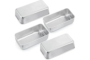 Joyfair Set di 4 stampi in acciaio inox, per pane tostato, per pane, torte, toast, 23 cm x 12 cm x 6 cm, sani e atossici, facili da sformare e lavabili in lavastoviglie