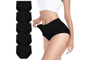 Cozyroam High Waisted Tummy Control Knickers for Women Cotton Underwear Women Soft Full Coverage Briefs Comfortable Stretchy panties Breathable Ladies Knickers Multipack 5 Pack