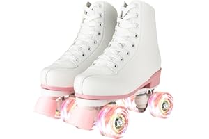 XUDREZ Roller Skates Classic High-Top for Adult Outdoor Skating Light-Up Four-Wheel Roller Skates Shiny Roller Skates for Women and Men