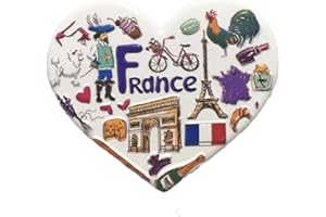 WEDARE MAGNET SOUVENIR France Aimant 3D en Forme de cœur pour réfrigérateur Souvenirs de Tourisme en résine Stickers magnétiques de réfrigérateur Aimant de réfrigérateur Home & Décoration de Cuisine de Chine