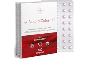 NATURAL NOVI RISO ROSSO FERMENTATO NaturalColest 160 Compresse | oltre 5 MESI di fornitura | Con COENZIMA Q10 | 2,9mg Monacolina | Senza Glutine | Made in Italy