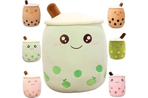 Kekeso Boba Peluche Cuscino Peluche Morbido Realistico Bolla Perla Tè Al Latte Cuscino Che Abbraccia Cartone Animato Peluche Cuscino Schienale Regalo (Green-Big Eyes, 50cm/19.68inch)