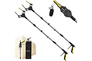 ANANOR 2 Pezzi 91 cm Pinza Telescopica Pieghevole per Anziani da, Artiglio Larga Migliorata con Testa Girevole a 360° e 2 Borse Portaoggetti, Magnetica Pinza Raccogli rifiuti, Estensioni del Braccio, Ausili