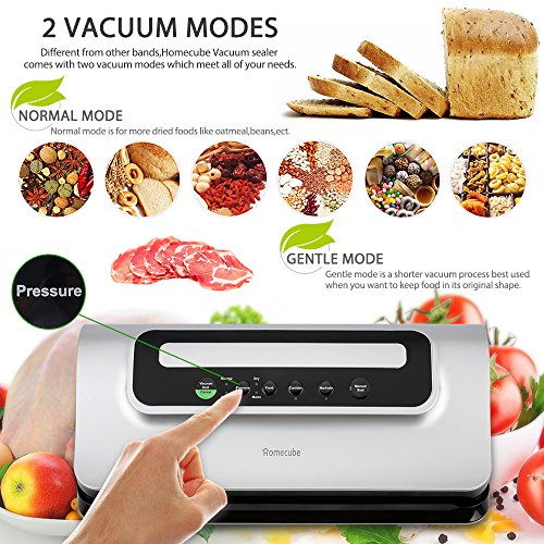 Vakuumierer Vakuumiergerät mit Cutter für Lebensmittel Vakuumregulierung Folienschweißgerät mit LED-Anzeiger und Automatische/Manuelle Pause-Funktion, inkl. Kostenlosen Vakuumbeutel und Vakuumrollen - 3