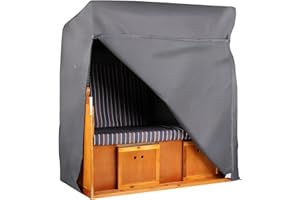 ‎MR. DEKO MR. DEKO® Schutzhülle Strandkorb Abdeckhaube Aero Protect dunkelgrau | Size XL Größe 145 x 98 x 170 cm (BxTxH) | Strandkorbabdeckung 2,5-Sitzer Strandkörbe atmungsaktiv & winterfest | Segeltuch Plane