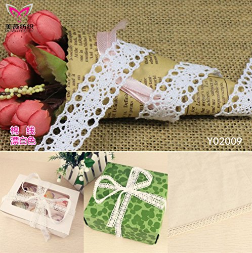 10 Meter Spitzenborte weiß Spitzenbordüre Vintage Spitzenband Dekoband,Spitze, Schleife,Schleifenband Weihnachts Hochzeit Borduere Geschenk (Weiß) - 6