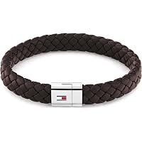 Casisto.J Bracelet Homme Cuir Tressé Noir Ou Brun - Manchette Avec Fermoir Magnétique - Cadeau Bijoux