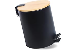 GREELUE 5L Kosmetikeimer Metall, Badezimmer Mülleimer mit deckel, Mülleimer Bad mit Absenkautomatik (Soft Close) (Schwarz 5L)