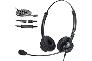 MKJ Casque de téléphone RJ9 avec Micro antibruit avec téléphones IP Snom Grandstream Panasonic Sangoma Htek Akuvox Escene et Plus Encore