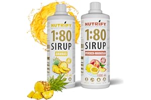 NUTRIFY Vital Fitness Drink 1:80 syrop 2 x 1 l zestaw - brzoskwinia marakuja i ananas, koncentrat do napojów z witaminami i L-karnityną bez cukru, 160 l, napój sportowy, niskokaloryczny, 2 x 1000 ml