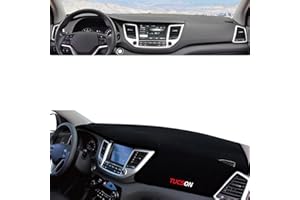 MOOWI Voiture Couverture de Tableau de Bord Tapis en Flanelle pour Hyundai Tucson 2015 2016 2017 2018, Housse Protection Instrument Console Centrale avec Support Antidérapant,Black