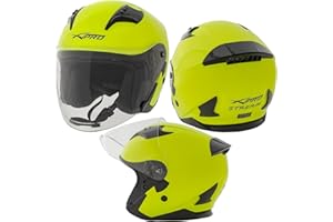 A-Pro Casco Jet Moto Aperto Visiera Scooter Antigraffio Urbano ECE 22-06 Fluo XL