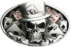 JEAN'S FRIEND New Vintage Style Dice Skull cintura ovale fibbia per uomini anche Stock negli Stati Uniti