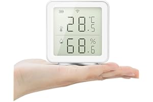 NOTSEK smart Wifi Temperature Hygrometer, Humidity Meter with Alert Compatible with Alexa Smart Life APP 30-Days Historical Record Wifi Temperature Humidity Sensor for Baby Room Garage Wine Cellar