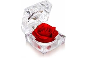 OOCOME Preserved Red Real Rose Gift Box, Forever Flowers Rose Ring Boxes, Anniversary, Valentines Day, Mothers Day, Christmas, Birthday Gifts, Gifts for Family, Wife, Girlfriend, Mom (red)