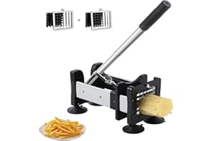 Tophie Coupe Frite Professionnel, avec des Lames de 1/2" et 3/8" de Rechange Tranchantes en Acier Inoxydable de Haute Qualité