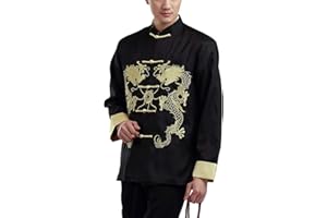 Daoba Tai Chi Uniforme Costume Top - Hommes Femme Costume de Tang Chinois Traditionnel Arts Martiaux Wing Chun Shaolin Kung Fu Veste Vêtements de Formation Broderie Double Dragon