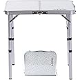 YUFIFAIRY, Small Aluminum Camp Table, Lightweight, Portable, Foldable with 3 Adjustable Height, Indoor Outdoor Table for Cooking, Picnic, (3 Heights), 24''L x16''W