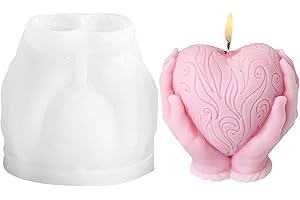 FZSECRIU Moldes para velas,Moldes de velas de silicona sosteniendo el corazón en la mano, molde de vela 3D DIY para manualidades, molde de resina epoxi para velas perfumadas