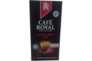 Café Royal Lungo Forte 10 Nespresso®* kompatybilne kapsułki (z aluminium, intensywność 8/10), 1 opakowanie (1 x 10 kapsułek kawy)