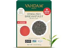 ‎VAHDAM VAHDAM, English Breakfast Schwarz Tee (340g) Loser Blätter Schwarzer tee | Stark, Malzig & Reichhaltig | 100% Natürliche Inhaltsstoffe - Direkt Von Der Quelle In Indien | Aufbrühen Heißen/Eistee