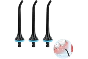 UOWW 3 PCS Flosser Replacement Tips for Hangsun Nicwell Waterpik COSLUS Mospro Zerhun Water Flosser, Oral Irrigator Jet Tip Nozzel, Tips for Effective Oral Care, Black