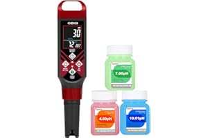 GIDIGI Medidor Digital de salinidad, pH, EC y TDS 5 en 1, con Pantalla a Color y Solución de Calibración pH, Visualización Simultánea de Sal y pH,para Piscinas de Agua Salada,Acuarios,Hidroponía,Agua Potable