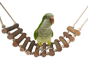 KEERSI Kletter Holz Leiter Große Swing Vogel Spielzeug für Parrot Graupapageien Kakadu Ara Sittiche Nymphensittiche Sittiche Unzertrennliche Finch Hamster Ratten Rennmaus Käfig Sitzstang